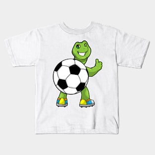 Turtle as Soccer player with Soccer ball Kids T-Shirt